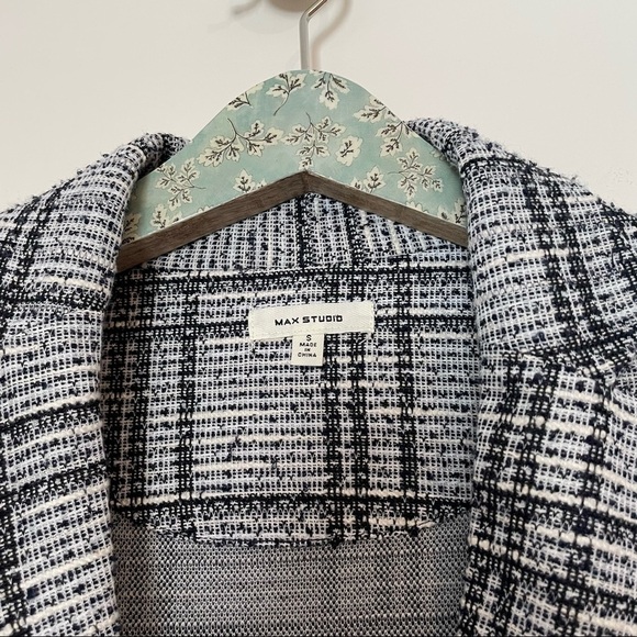 Max Studio Tweed Plaid Single Button Blazer - Picture 2 of 6